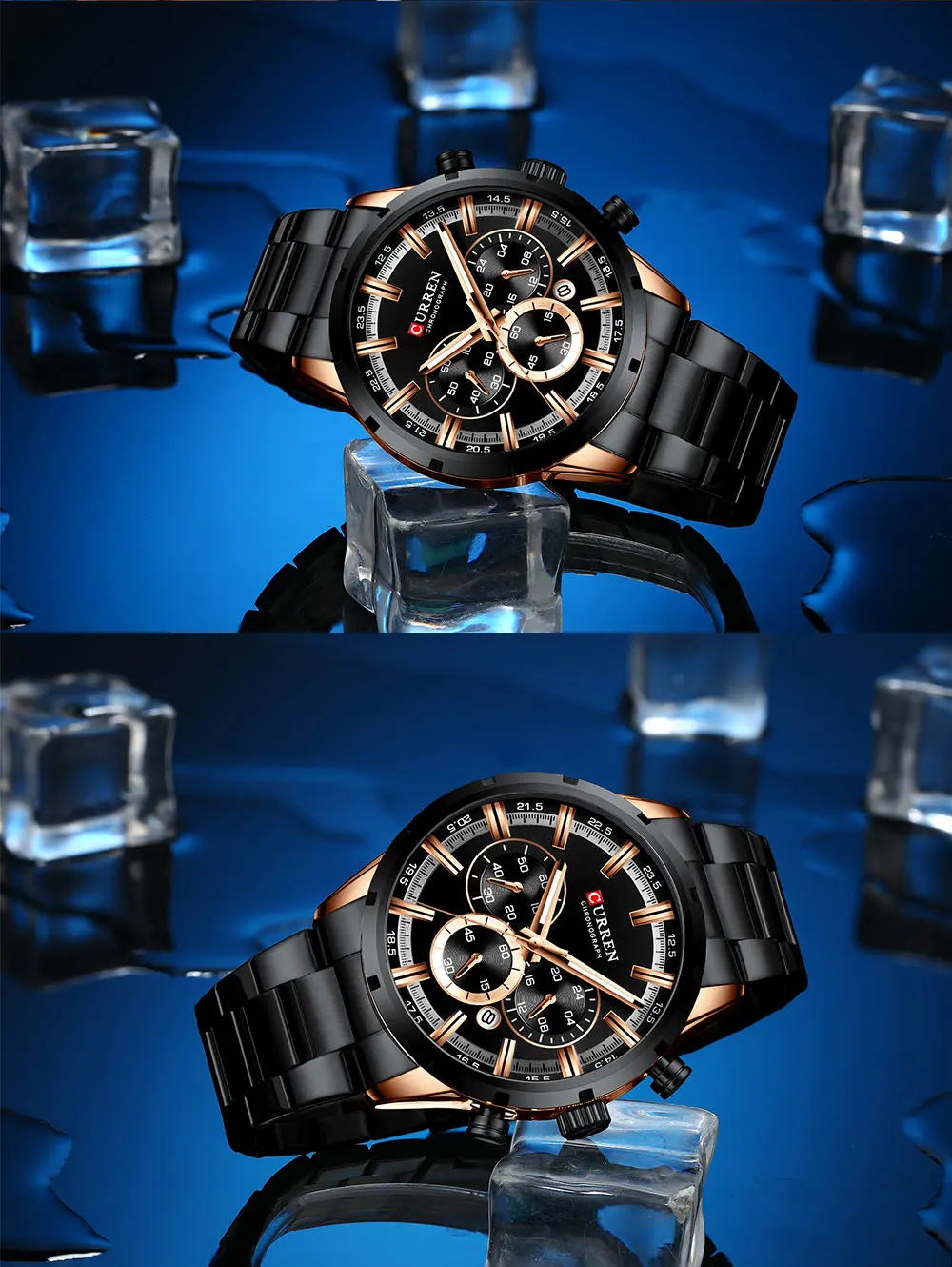 CURREN Мужские часы Топ люксовый бренд Спортивные кварцевые мужские s часы полностью стальные водонепроницаемые наручные часы с хронографом мужские часы