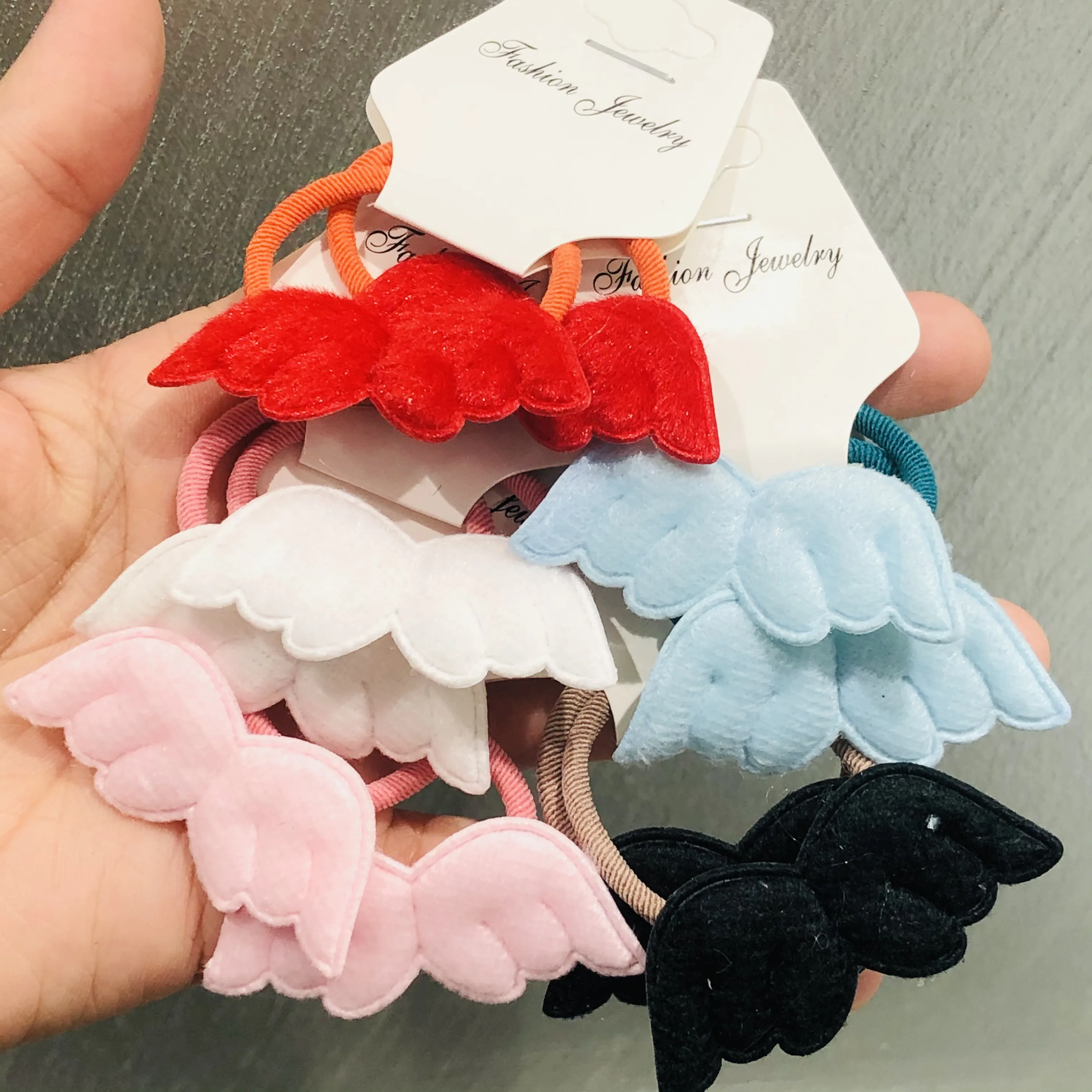 

2Pcs/set Angel Wings Plush Hair Accessories Children Rubber Bands Scrunchies Elastic Hair Bands Girls Headband Decorations Ties