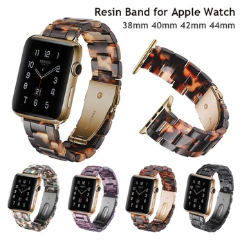 

Luxury Straps for Apple Watch Band Resin iWatch 42mm 44mm 38mm 40mm Bracelet with Copper Stainless Steel Buckle Series 5 4 3 2 1