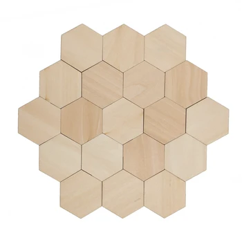 

50pcs 40mm 1.57inch Blank Wooden Hexagon Shape Plain Unfinished Wood Crafts Scrapbook for DIY Accessory