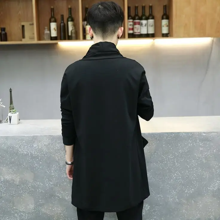 Spring autumn Korean style vintage long trench coat man gothic hooded cloak punk hip hop casual jacket cape homme