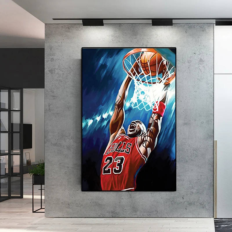 

Canvas Painting Basketball Star Jordan Portrait Posters and Prints Oil Painting Wall Pictures for Living Room Cuadros Home Decor