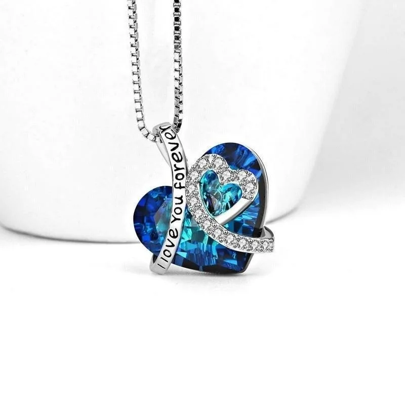 Heart Shaped Crystal Pendant Necklace 