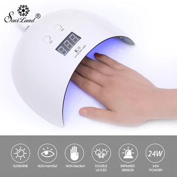 

SAVILAND UV LED 24W Nail Lamp 12 LEDs Nail Dryer for All Gels Curing 30s/60s Two Time Setting Button Manicure