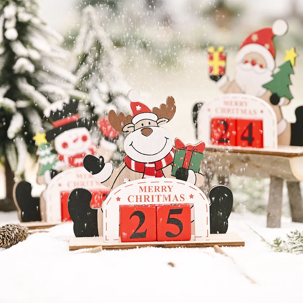 Christmas Countdown Advent Calendar With Number Wooden Blocks 