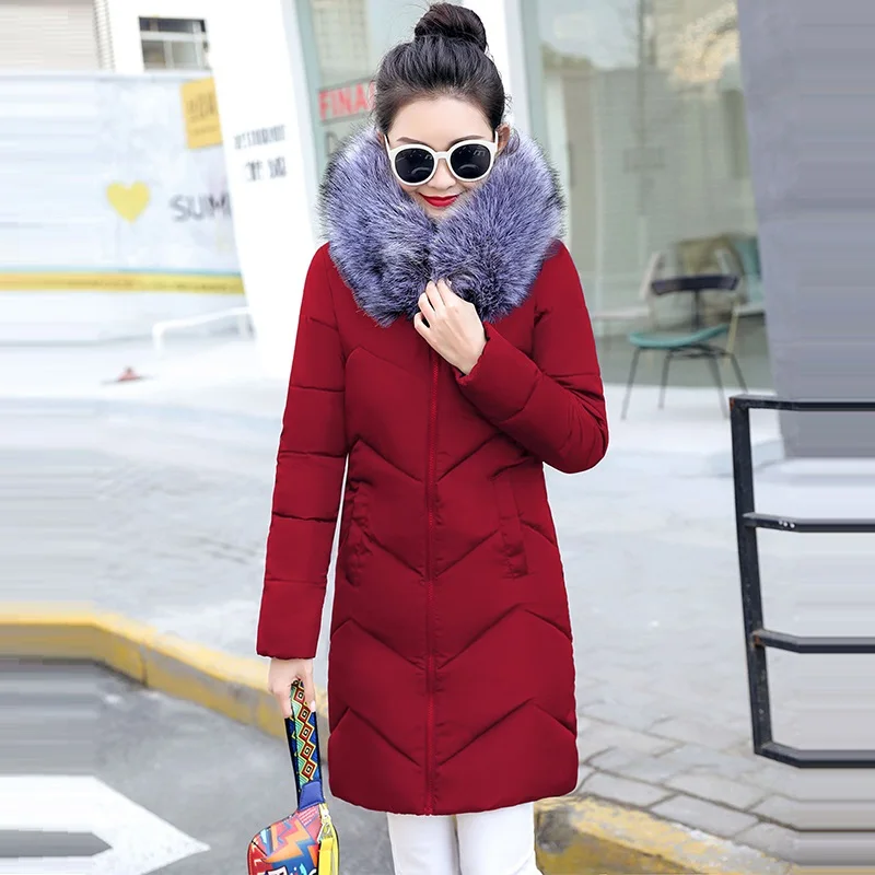 Зимнее женское пальто, зимняя женская куртка, s, плюс размер, 6XL, пальто, теплый женский пуховик, парка со съемным мехом и капюшоном, приталенная верхняя одежда - Цвет: Red wine 2
