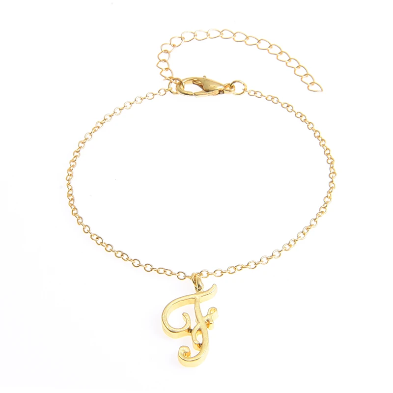 Unique Monogram F Letter Charm Bracelet Gift For Mothers F Name Letter Charm Bracelet Jewelry Accessory Chain Link Bracelets Aliexpress