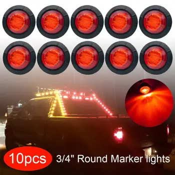 

10PCS 12V 3LED 3/4 "Red Small Round Side Marker lights Truck Side Light LED Truck Signal Light Bus Side Light Truck Light CSV
