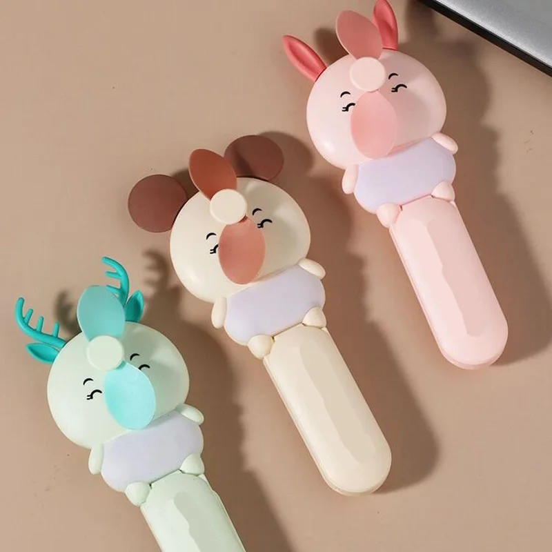 

Cute cartoon pink girl little fan carry USB charging mini led light fill light makeup mirror