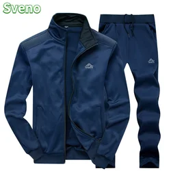 Sveno homens agasalhos cor sólida jaqueta esportiva outono + calças definir casual treino masculino ginásios moletom 2 peça conjunto