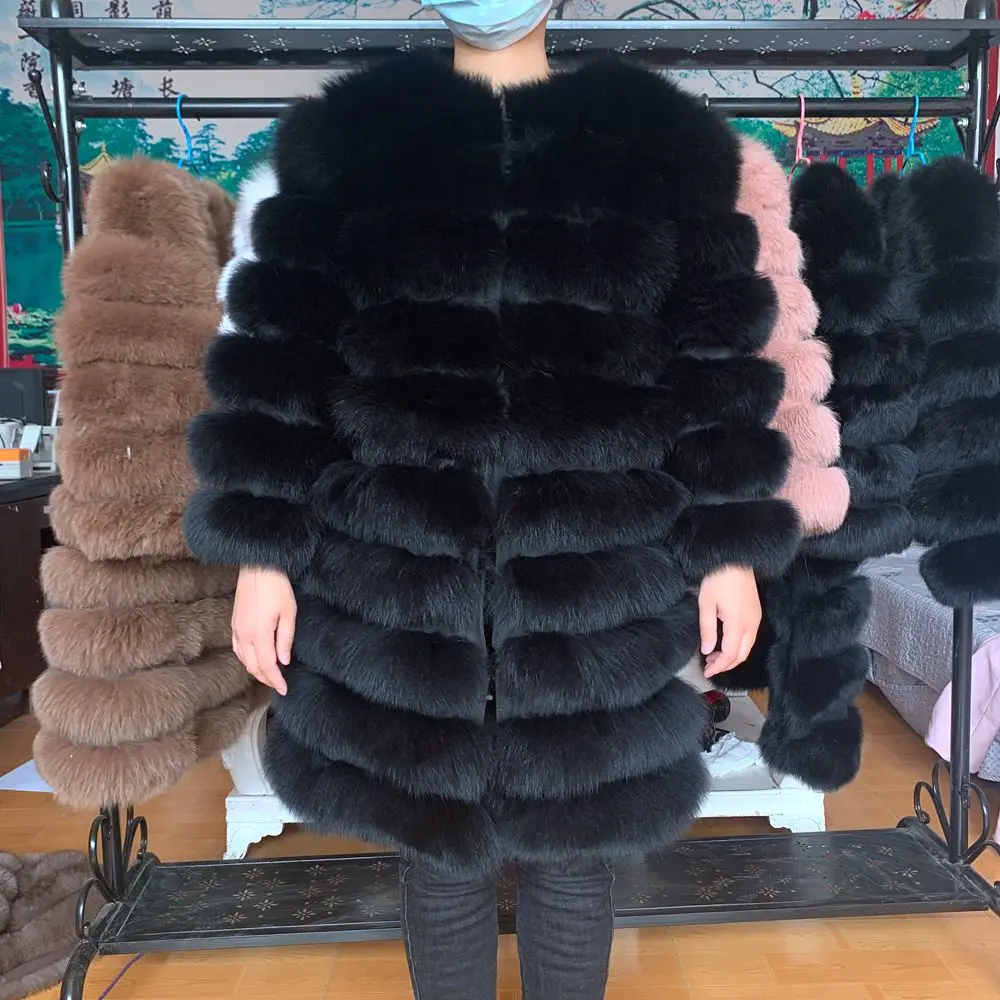 2021 NEW 4in1 Real Fox Fur Coat Women Natural Real Fur Jackets Vest Winter Outerwear Women Clothes black down jacket