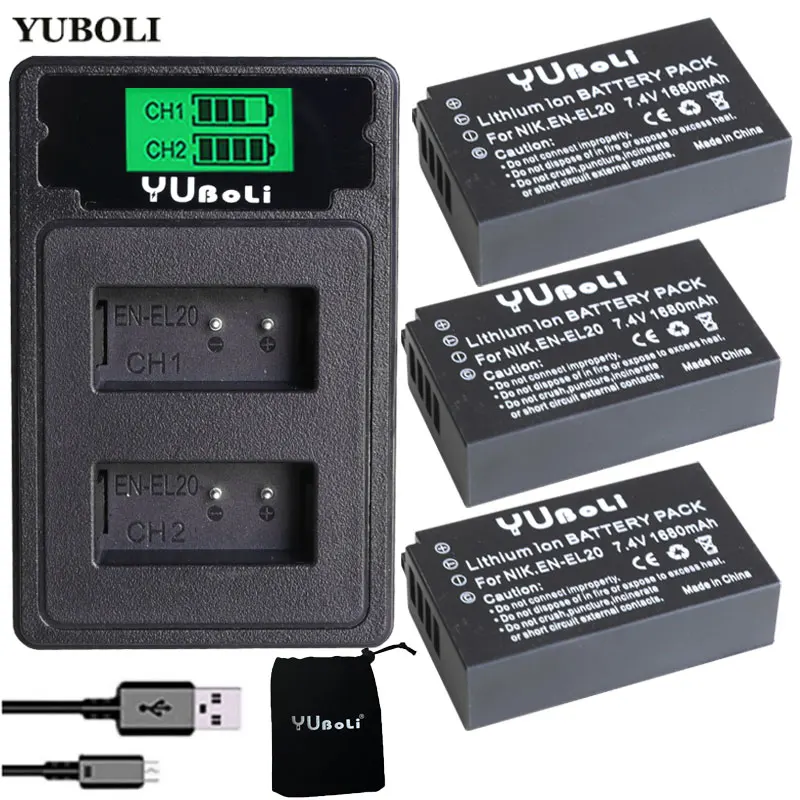Аккумулятор для фотоаппарата NIKON 1 J1 J2 J3 S1 с двумя USB портами и ЖК дисплеем|Цифровые
