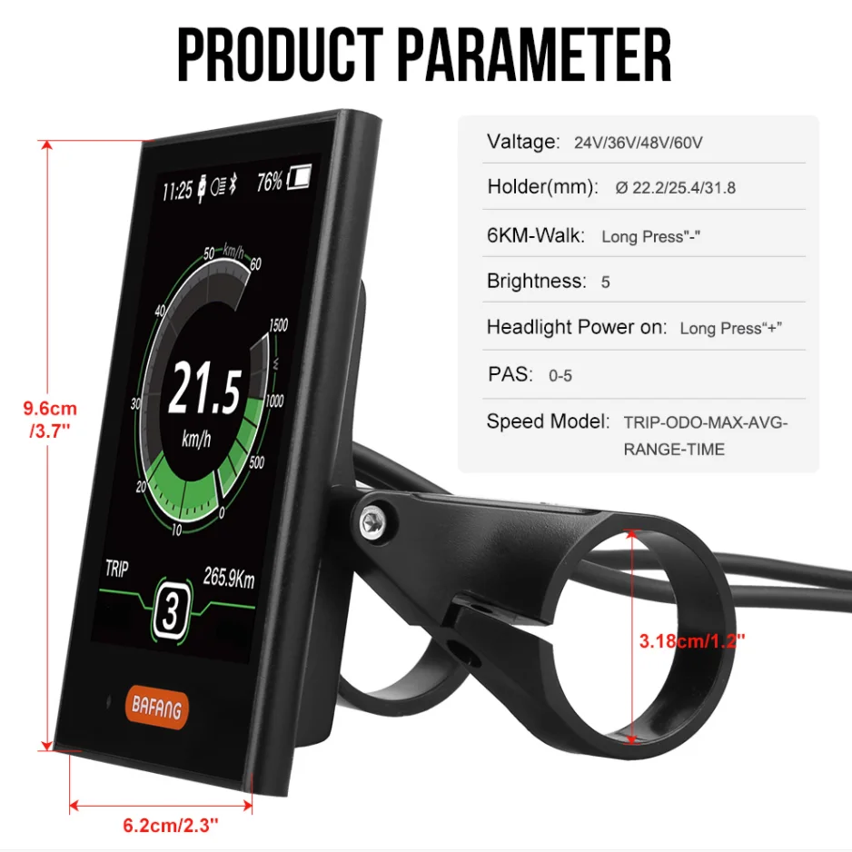 E-bike HDMI Display Indicator For Bafang/8FUN Mid Hub Drive Motor Electric Bicycle Conversion Kits DPC181 Bluetooth Meter Bluet