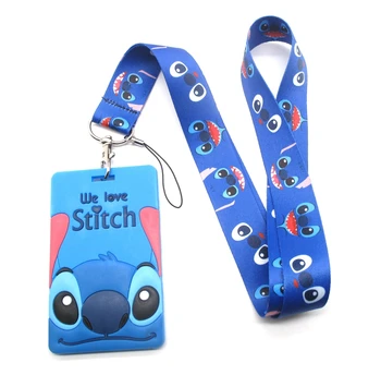 

1 pcs cartoon Stitch card Lanyard Key Lanyard Cosplay Badge ID Cards Holders Neck Straps Keychains