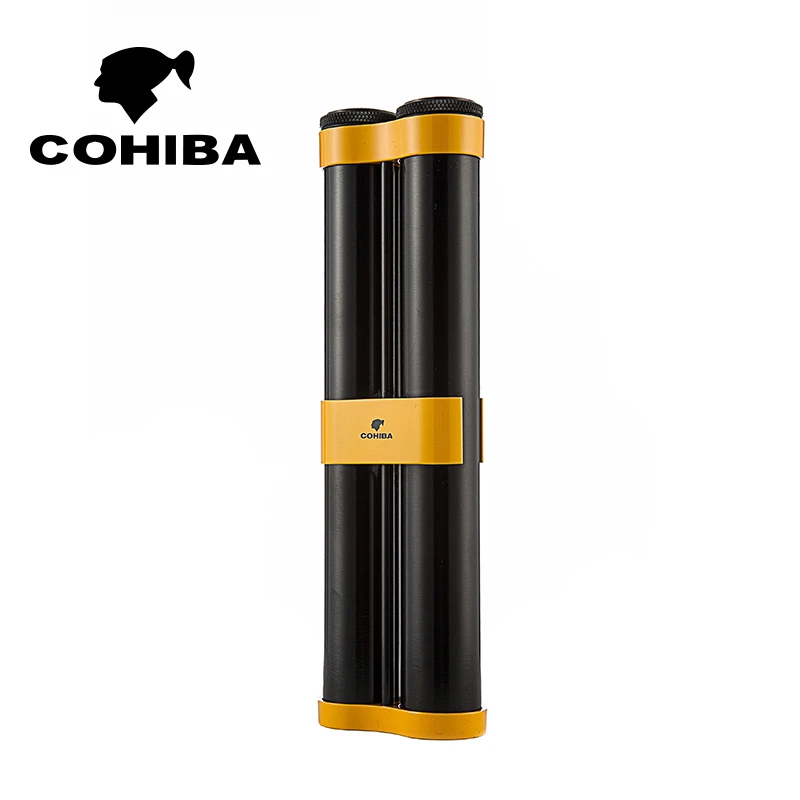 COHIBA набор для курения сигарный костюм с 2 трубками Humidor+ пепельница+ зажигалка для сигар, портативный дорожный сигарный набор