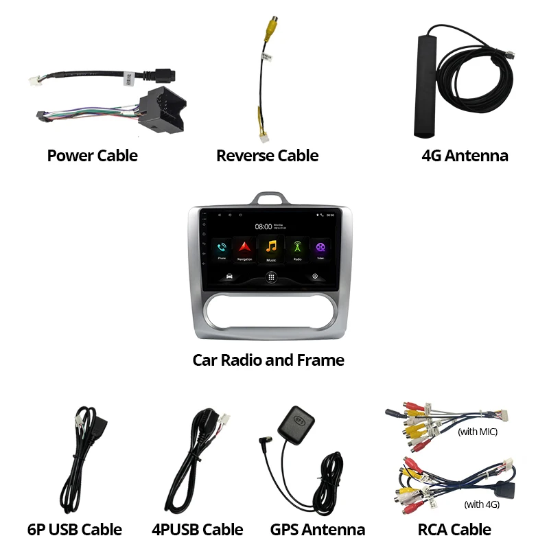 TIEBRO 2din Android 9.0 Car Radio For Ford Focus EXI MT 2 3 Mk2 2004 2005 2006 2007-2011 2Din Dvd Player GPS Multimedia Player