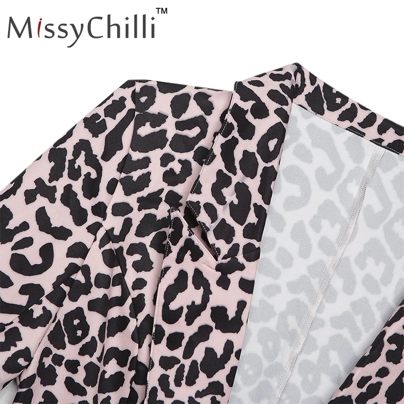MissyChilli, Леопардовый принт, комбинезон с длинным рукавом, Женский неоновый Блейзер, комплект из двух предметов, комбинезон, Женский Осенний сексуальный клубный комбинезон