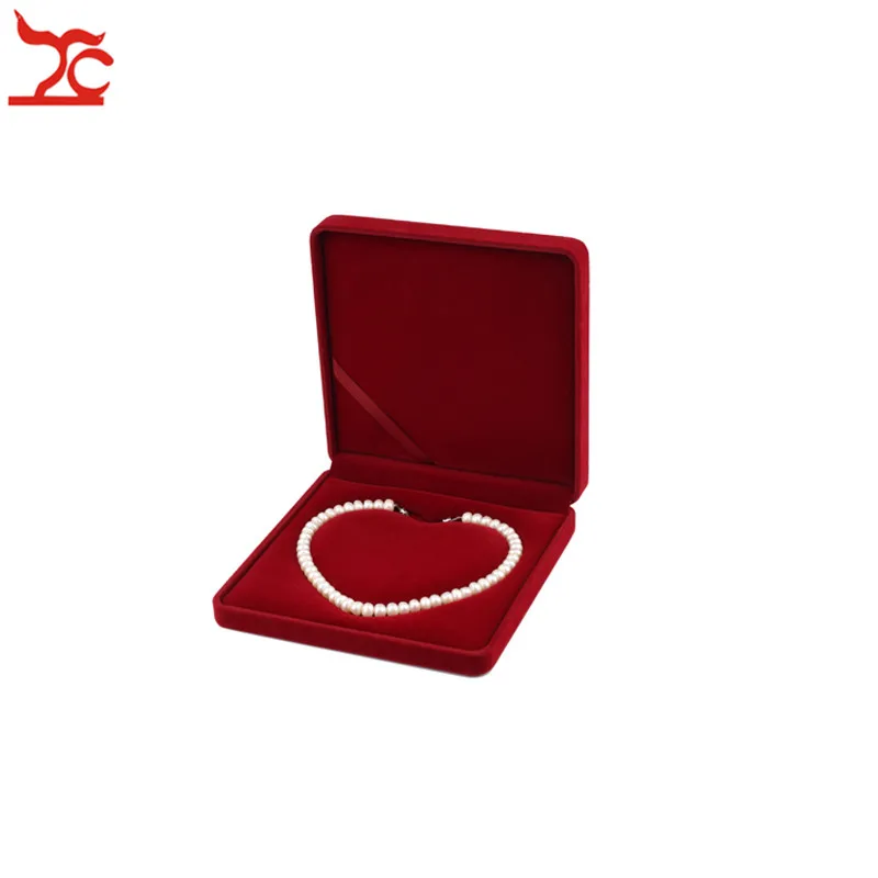 Изумительная красная бархатная Свадебная шкатулка для украшений, серьги, кулон, браслет, органайзер, чехол, жемчужный набор колье, кольцо, подарочная коробка - Цвет: Pearl Box