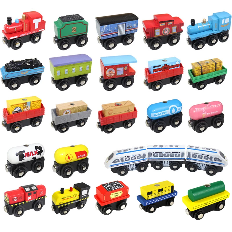 1PC Wooden Magnetic Train Car Locomotive Toy Wood Railway Car Accessories Toys for Kids Gifts Fit Wood New Biro Thomas Tracks diecast model cars