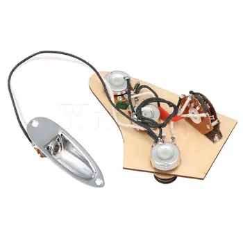 

Yibuy Replaced Part Electric Guitar Bass Control Plate & Jack Plug Socket Set