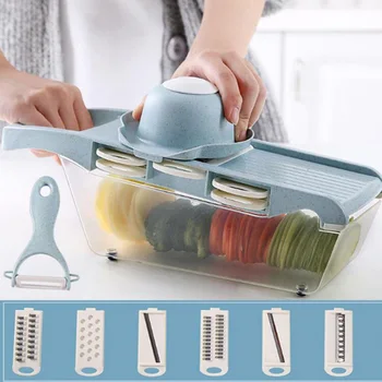 

6 in 1Vegetable Cutter with Steel Blade Mandoline Slicer Potato Peeler Carrot Cheese Grater vegetable slicer Kitchen Accessories