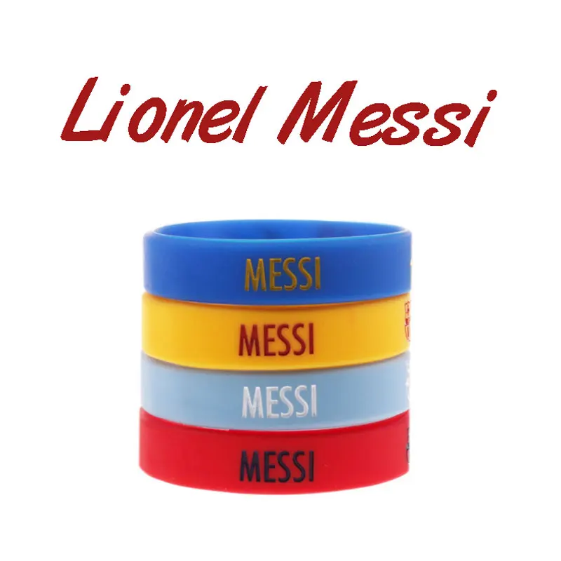 Силиконовый браслет Lionel Messi для фанатов футбола, клубный силиконовый браслет, 4 цвета, для взрослых и детей, модный фирменный браслет для подарка