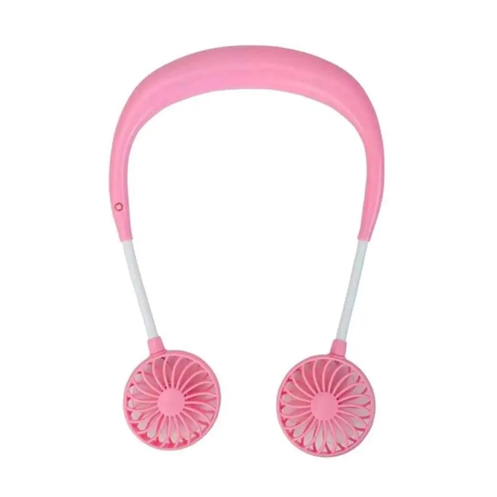 Pink USB с двумя головками вентилятор с завязками на шее охладитель воздуха небольшой Размеры вентилятор портативный вентилятор кондиционер электрические радиаторы - Цвет: Pink