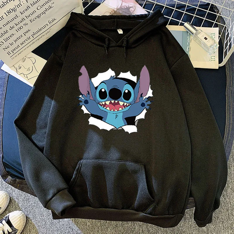 Smileed Stitch-Sudadera de estilo Harajuku para hombres y mujeres, sudadera con estampado de dibujo de anime, informal, all-Jersey de partido, creativa, sudadera coreana