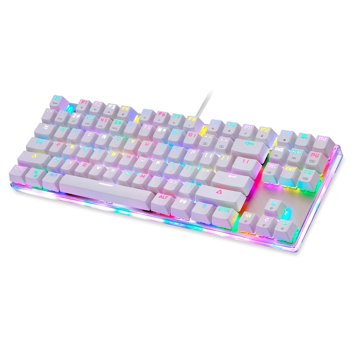 K87S Высококачественная Белая Механическая игровая клавиатура Проводная 87 клавиш RGB подсветка американская клавиатура