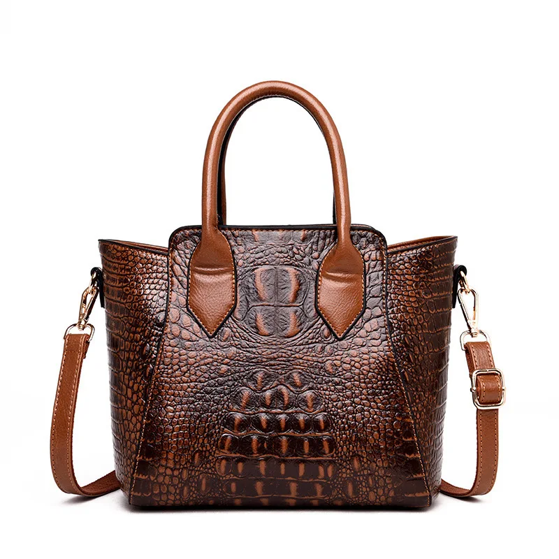 

Kajie Alligator Split Leather Crocodile Trapeze Luxury Handbags Women Shoulder Bag Crossbody Bags Big Capacity Designer Tote
