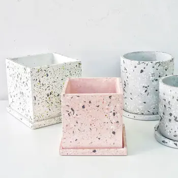 

Square Design Cement Flower Pot Mold Silicone Mold For Planting Concrete Pot Large Garden Pot Container Molds