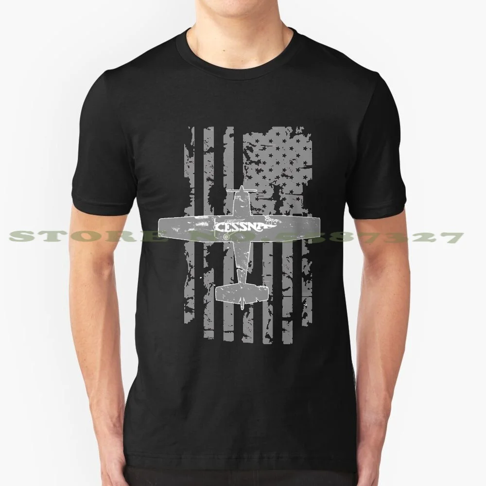 Cessna 172 Vintage Flag & Logo Cool Design Trendy T-Shirt Tee Avgeek Aviation Pilot Cessna C 172 C172 Flag American Flag Aero