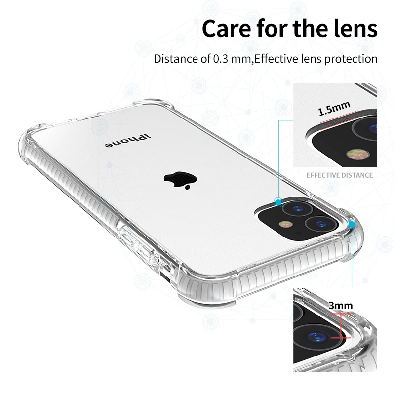 Luphie противоударный прозрачный силиконовый чехол для iPhone 11 Pro Max Роскошный чехол для iPhone 7 8 Plus X XR XS Max чехол с подушкой безопасности s Coque