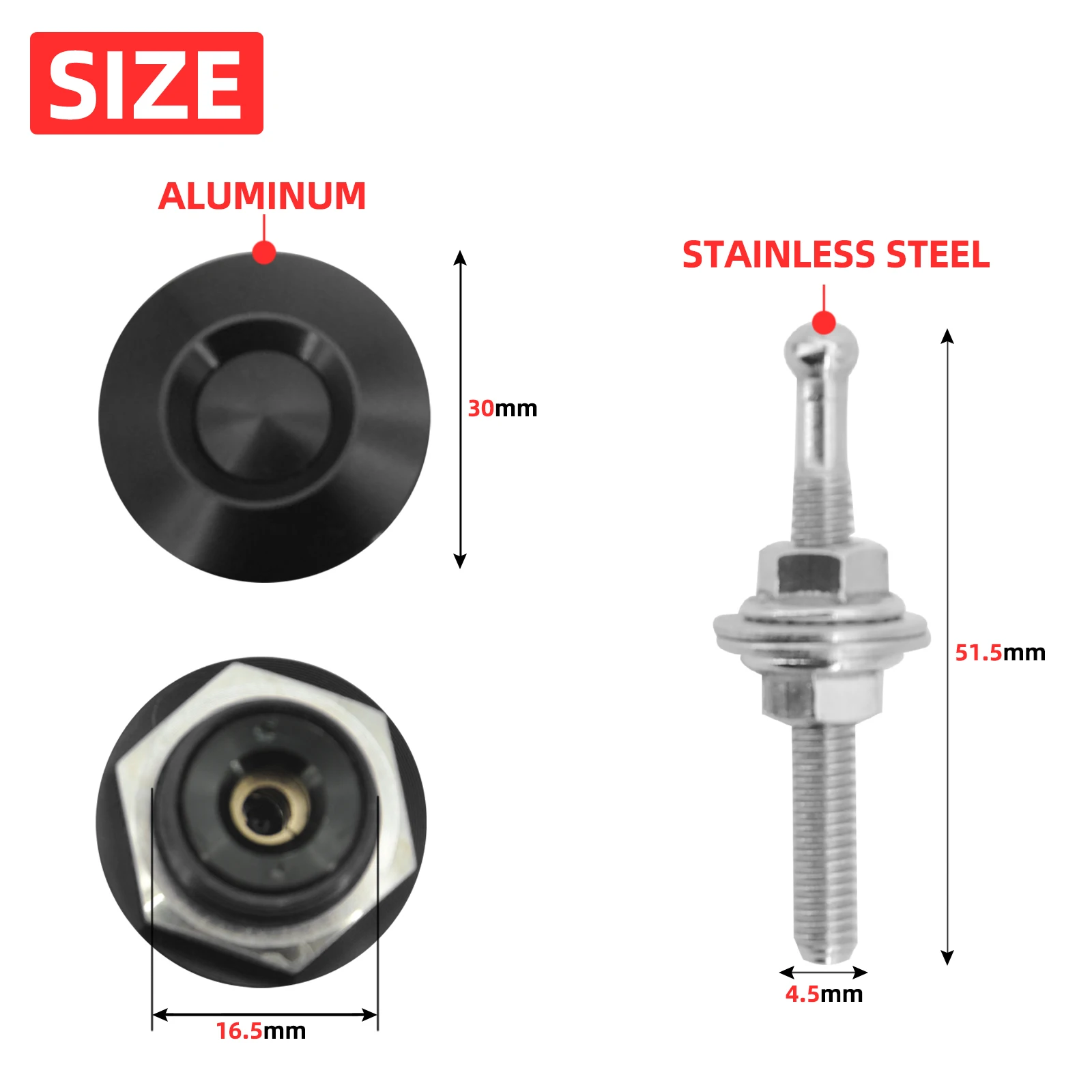 Loquet à Dégagement Rapide 2 Pièces Goupille De Capot Universel Verrouillage De Capot Bouton Poussoir A Degagement Rapide Loquets De Clip De Pare Chocs22mm 85311769