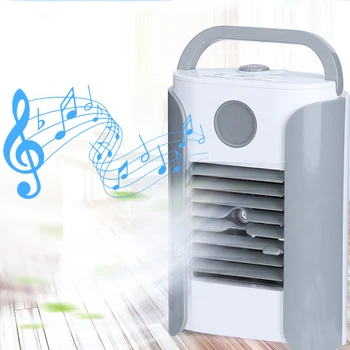 

Portable Humidification Fan Air Cooler Music Radio Mini Air Conditioner Home USB Powered Multifunctional fan Ventilador Gray