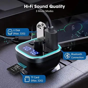 

Bluetooth V5. 0 StableMP3 Player FM Transmitter Handsfree Charger Radio Playing Adapter Music USB Wireless Car K9G9