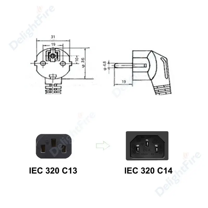 ЕС Европейский AC Мощность шнур Евро IEC C13 Мощность удлинитель 1,2 м 18AWG для ПК Dell монитора компьютера 3D-принтеры samsung ТВ