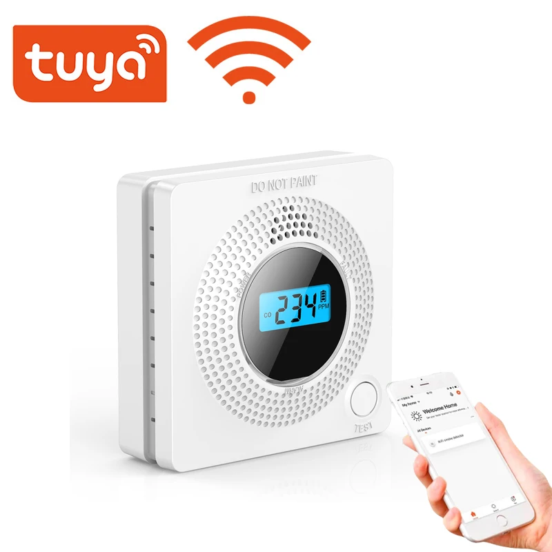 Детектор угарного газа Tuya Wi-Fi защита от ЖК-дисплей звук 85 дБ сигнализация |