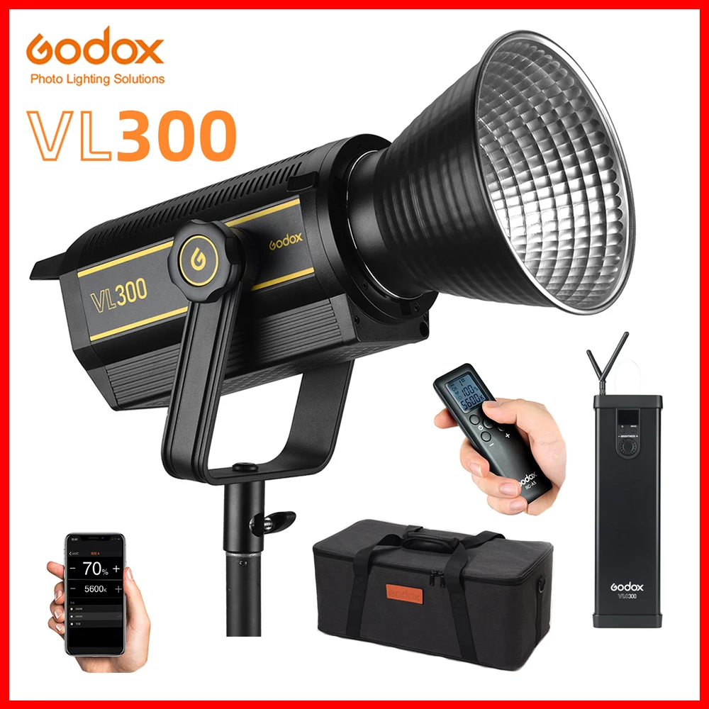 GODOX VL300 300w LED Luci Studio 5600K Day Light CRI 96 120cm Bowens Softbox 
