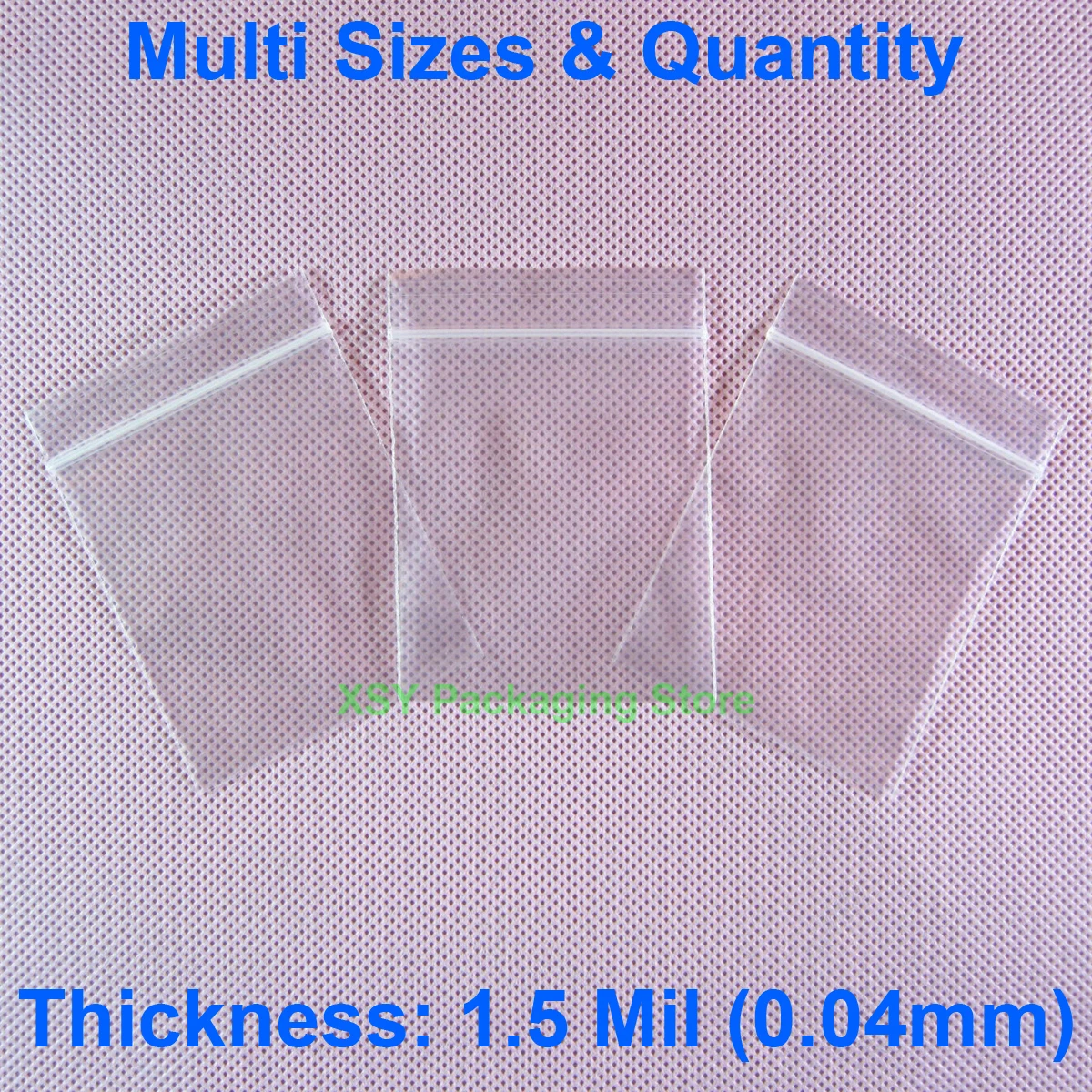 

1.5 Mil Plastic Zipper Bags EXTERIOR SIZE (Width 3.5" - 5.5") x (Length 5" - 7.9") eq. (90 - 140mm) x (130 - 200mm) Poly Packing