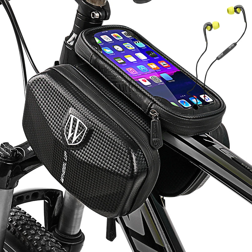 

YeSKOO Hard Shell Bicycle Front Head Tube Bag Large Capacity Waterproof Pannier Bag MTB Frame Top Handlebar Phone Holder Mount