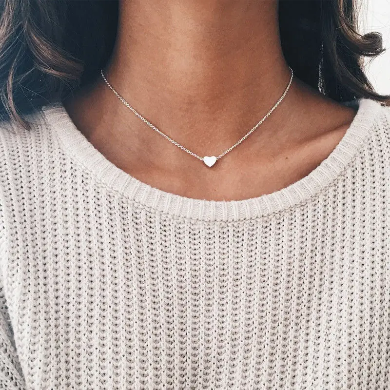 Charm Women Gold Silver Heart Pendant Choker Statement Bib Chain Necklace Gifts 