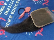 Extensiones de pelo peruano con encaje de 4x4 para mujer, accesorio capilar liso de Color Natural, sin raíces, de 8 a 22 pulgadas, pelo humano profundo