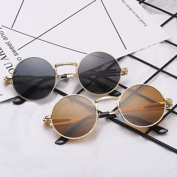 

2020 European and American retro punk sun glasses men's and women's fashion sunglasses fashion personalized decorative oval