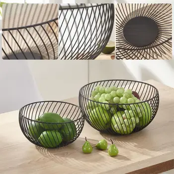 

New Fruit Basket Container Bowl Metal Wire Basket Kitchen Drain Rack Fruit Vegetable Storage Holder Snack Tray Bowl Table Storag
