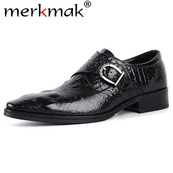 

merkmak Fashion Man Formal Shoes High Quality Breathable PU Leather Personality Men Business Dress Loafers Oxford Wedding Shoes