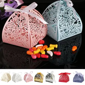 

Hollow Portable Creative Ribbon Gift Box Dessert Package Storage Candy Boxes Party Decor Packaging Christmas Wedding