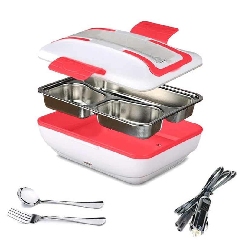 

Lunch Box, Portable Electric Heating Lunch Warmer Box with Removable Stainless Steel Container Food Heater and a Car Charger