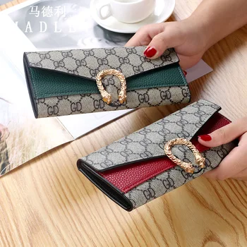 

2020 new long multi-function women's wallet, multi-card position clutch, leather bag stitching clutch