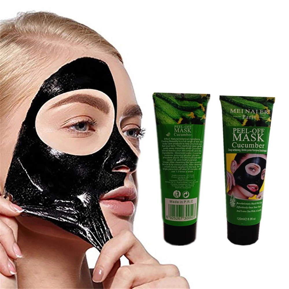 Green Tea Pimples Remover Nose Face Black Mask Mud Acne Treatment Cucumber Face Pack Pore Strip Skin Whitening Peel Mask 1Pcs